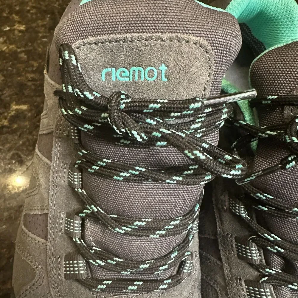 Riemot Waterproof Hiking Shoes, Women's 10 Lace Up Lightweight Gray & Teal, NWT